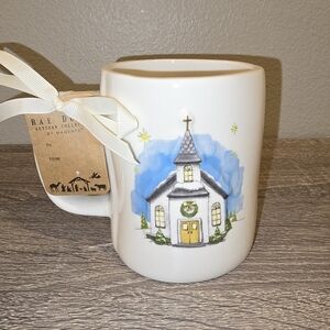 Rae Dunn Festive White Mug "OH HOLY NIGHT" Double Sided Mug